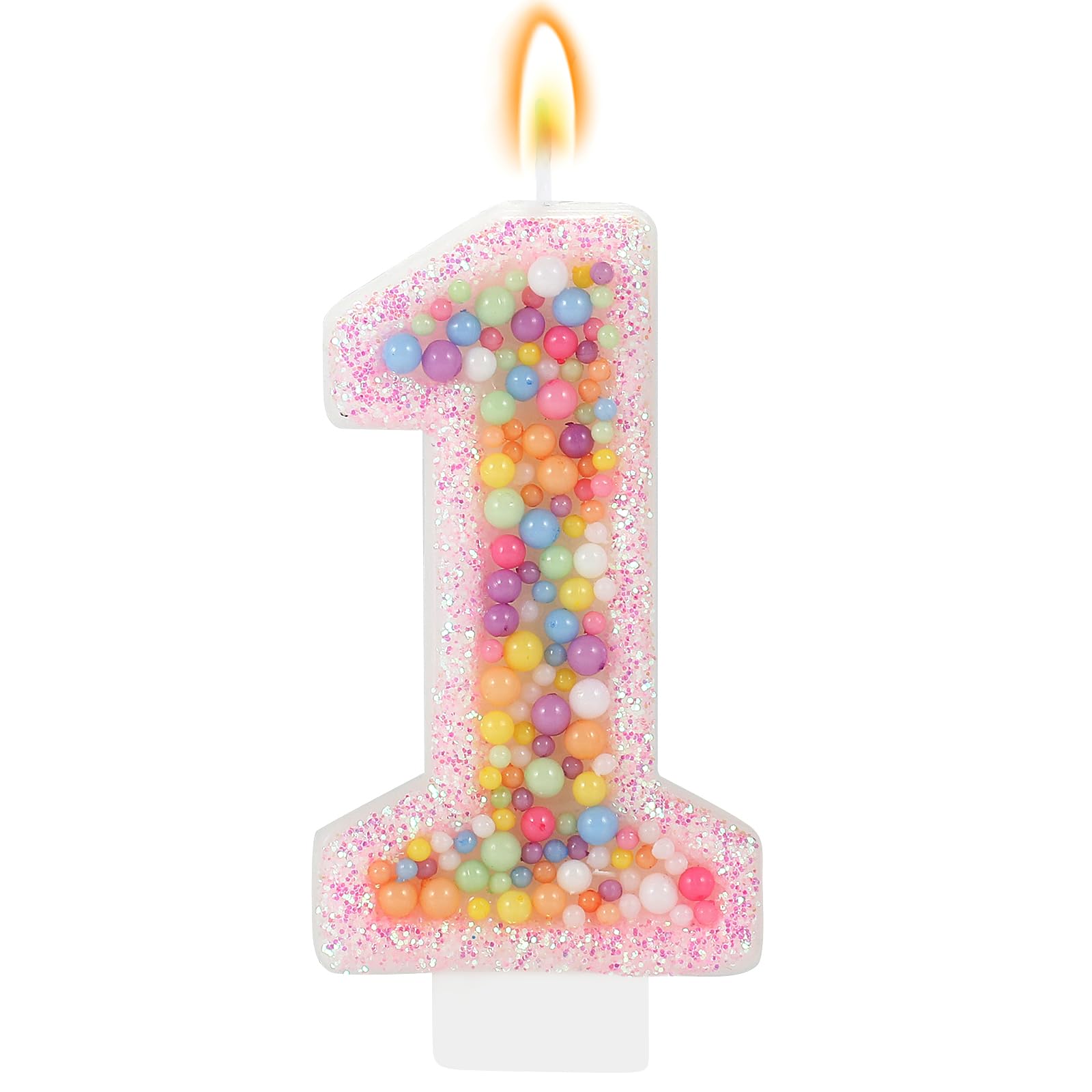 IDIJOLI Pastel Macaron 1st Birthday Candle Sweet Pink Number 1 Candle Cake Topper Cupcake