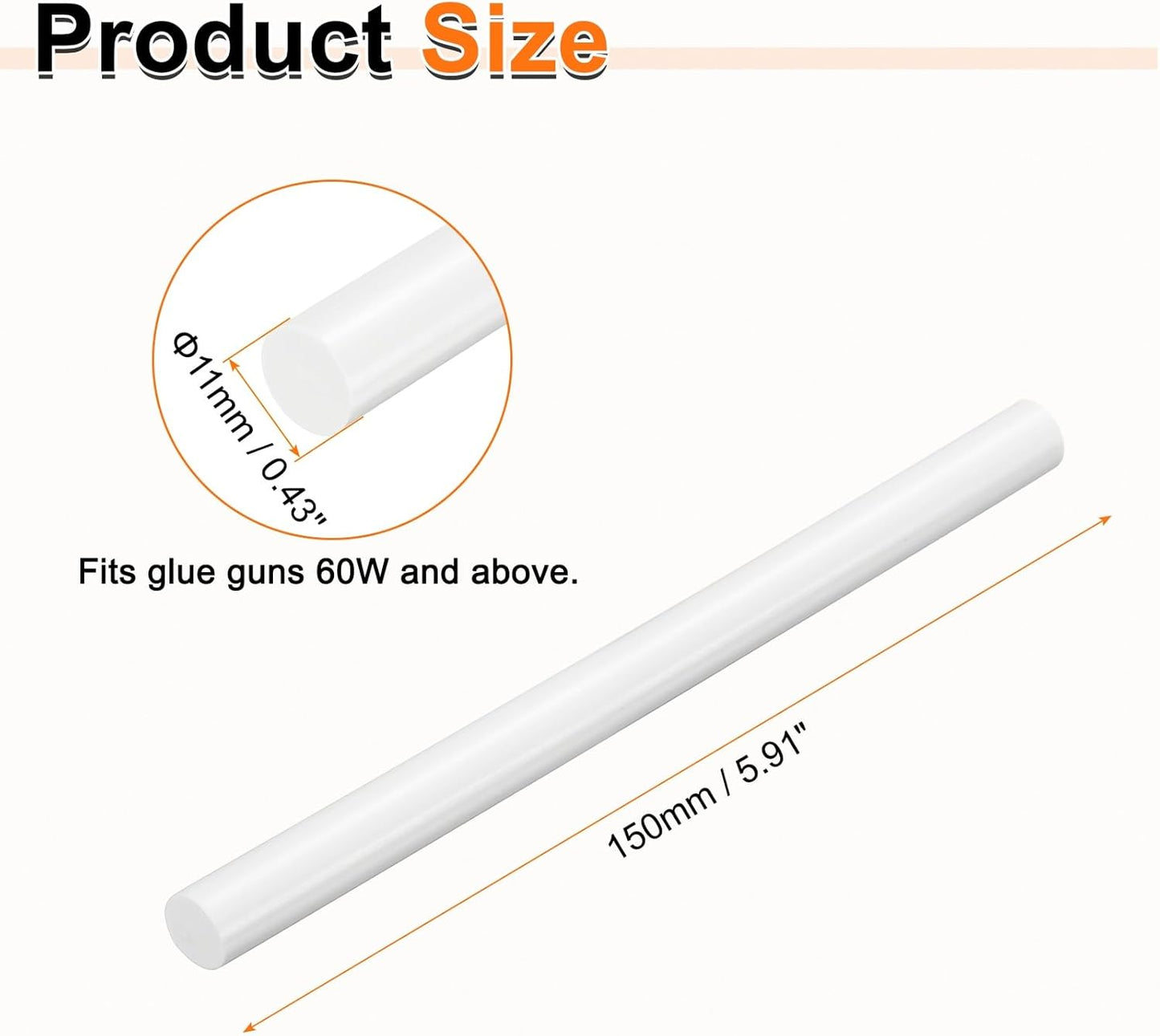 HARFINGTON 10pcs Hot Glue Sticks 0.43" Dia x 5.91" Long EVA Mini Hot Melt Adhesive Glue Stick for Hot Melt Gun Wood Plastic Glass Flowers Fabrics Foam, White