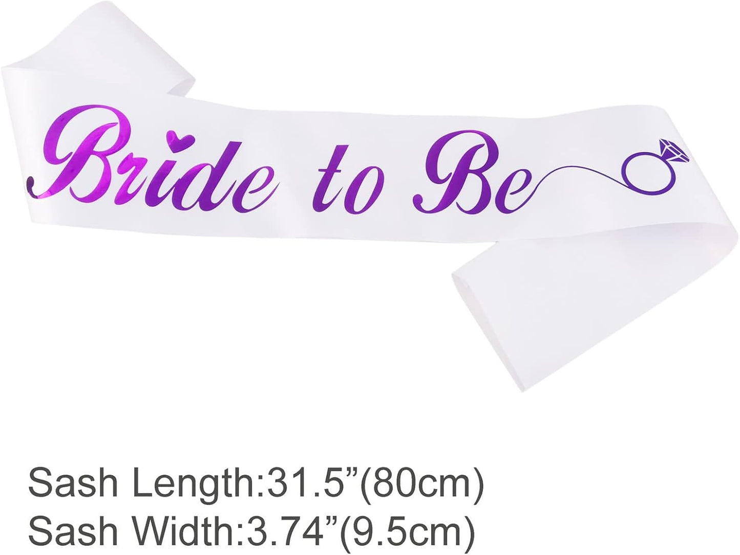 KETAOO Bride to Be Sash, Violet Foil White Lace Bachelorette Sash for Bridal Shower Favors Engagement or Wedding Party Accessories Hen Night Gifts, Bride to Be (White + Violet) (KE0000036)