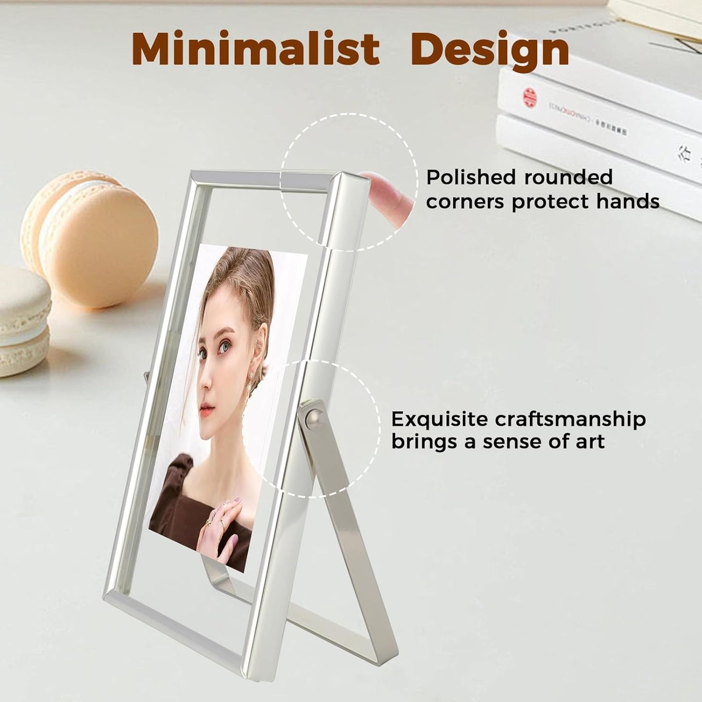 Silver Floating Frame (4"x6", Vertical), For Picture 3.5x5, 2x3, 1x2, Mini Desktop Photo Frame, Classy Gift For Festival, Wedding, Home or Office Décor…