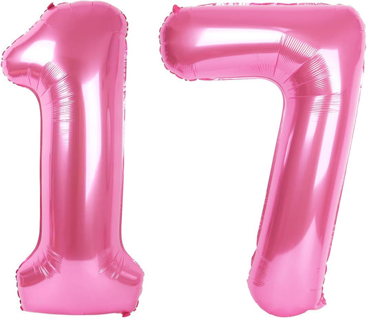 number pink 17 balloon