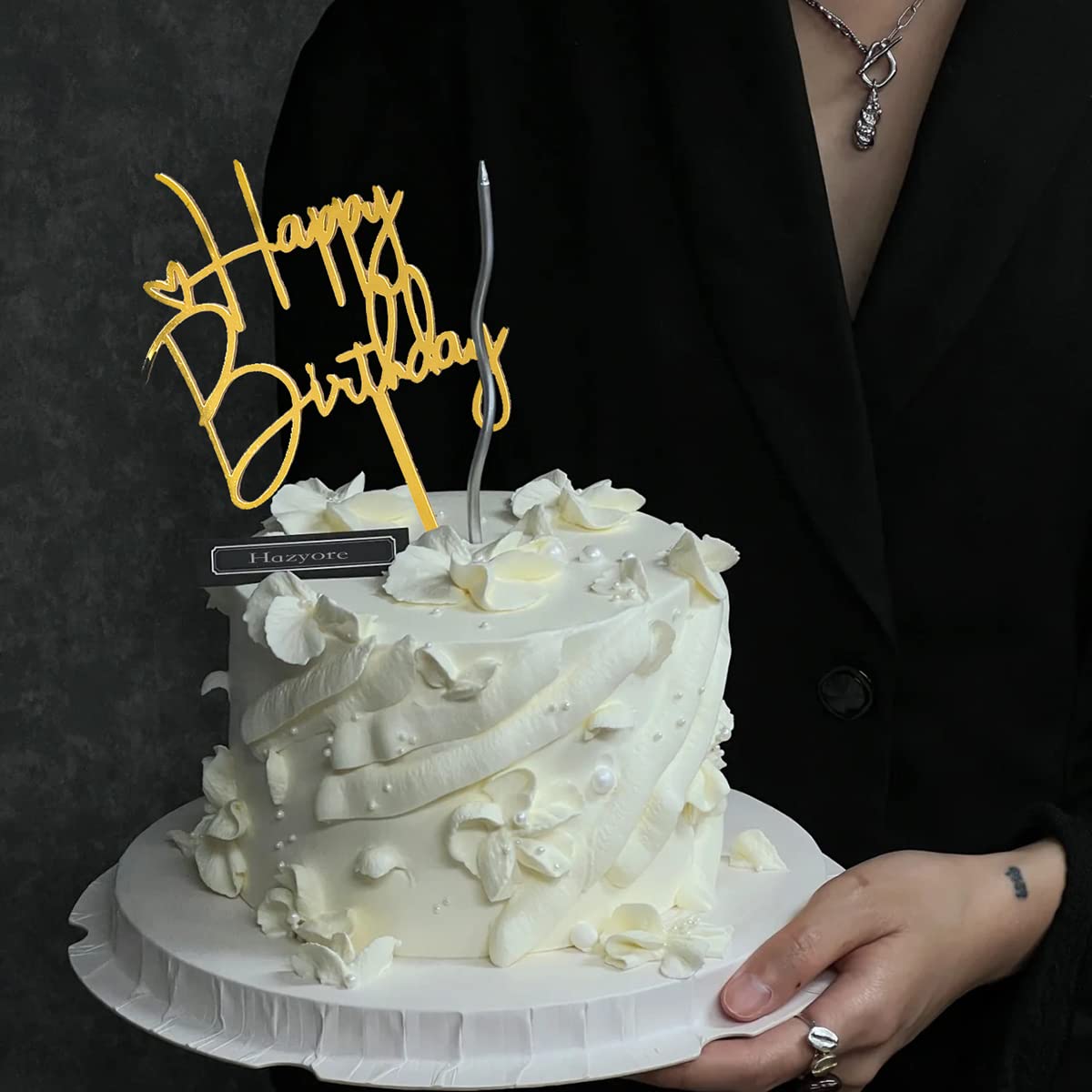 Gold Birthday Cake Topper, 6pcs Acrylic Birthday Cake Toppers Happy Birth Cake Toppers for