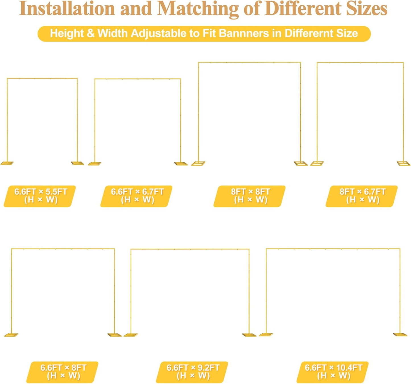 Wokceer 8x8FT Backdrop Stand Heavy Duty Pipe and Drape Kit with Base, Square Adjustable Backdrop Stand for Wedding Birthday Party Photo Booth Background Photography Exhibition Decoration