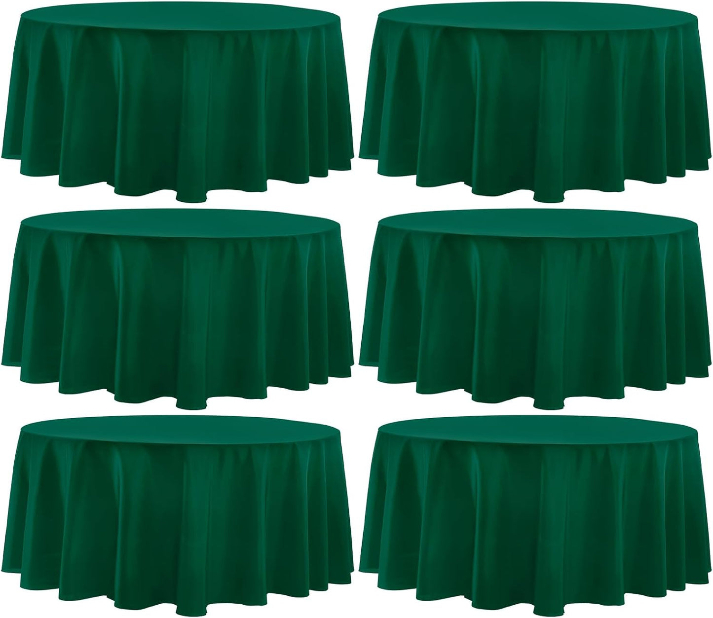 Round Tablecloth 6 Pack 90 Inch Dark Green Tablecloths Washable Decorative Linen Polyester Table Clothes Cover for Dining Table Banquets Buffet Parties and Wedding