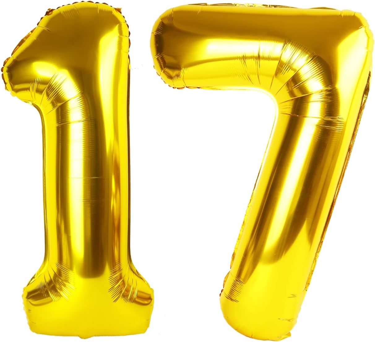Gold Number 17 Birthday Balloon 40 Inch, Digital Balloons for 17 Seventeen Party Celebration Decorations Supplies, Mylar Foil Numbers Balloon for Seventeen Wedding Anniversary
