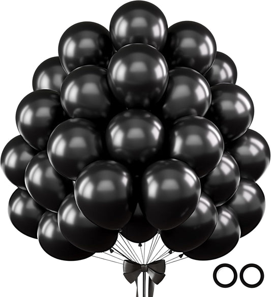 110pcs Black Balloons 12 Inch Black Balloon Arch Kit for Birthday Anniversary Graduation Baby Shower Holiday Party Decorations