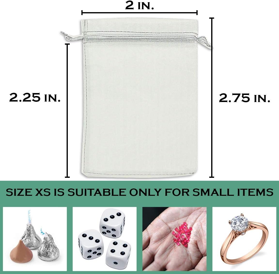 TheDisplayGuys 48-Pack 2" x 2-3/4" Silver Sheer Organza Gift Bags with Drawstring, Jewelry Candy Treat Wedding Party Favors Mesh Pouch