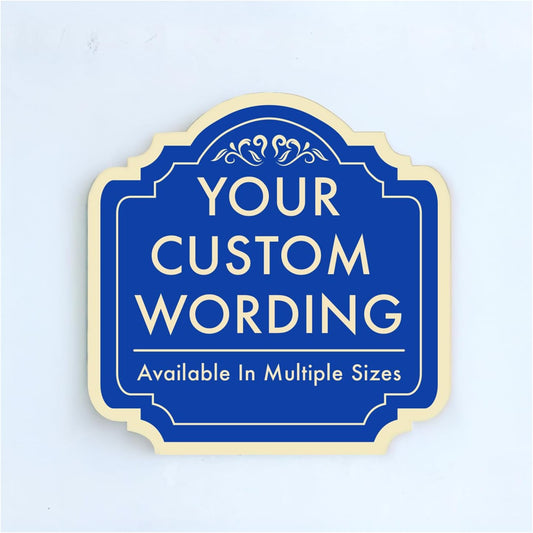 Custom Decorative Outdoor Metal Sign - Personalized Aluminum, Customized Driveway Sign, Waterproof Made in USA - Design 2 Blue Steel 8x8 In