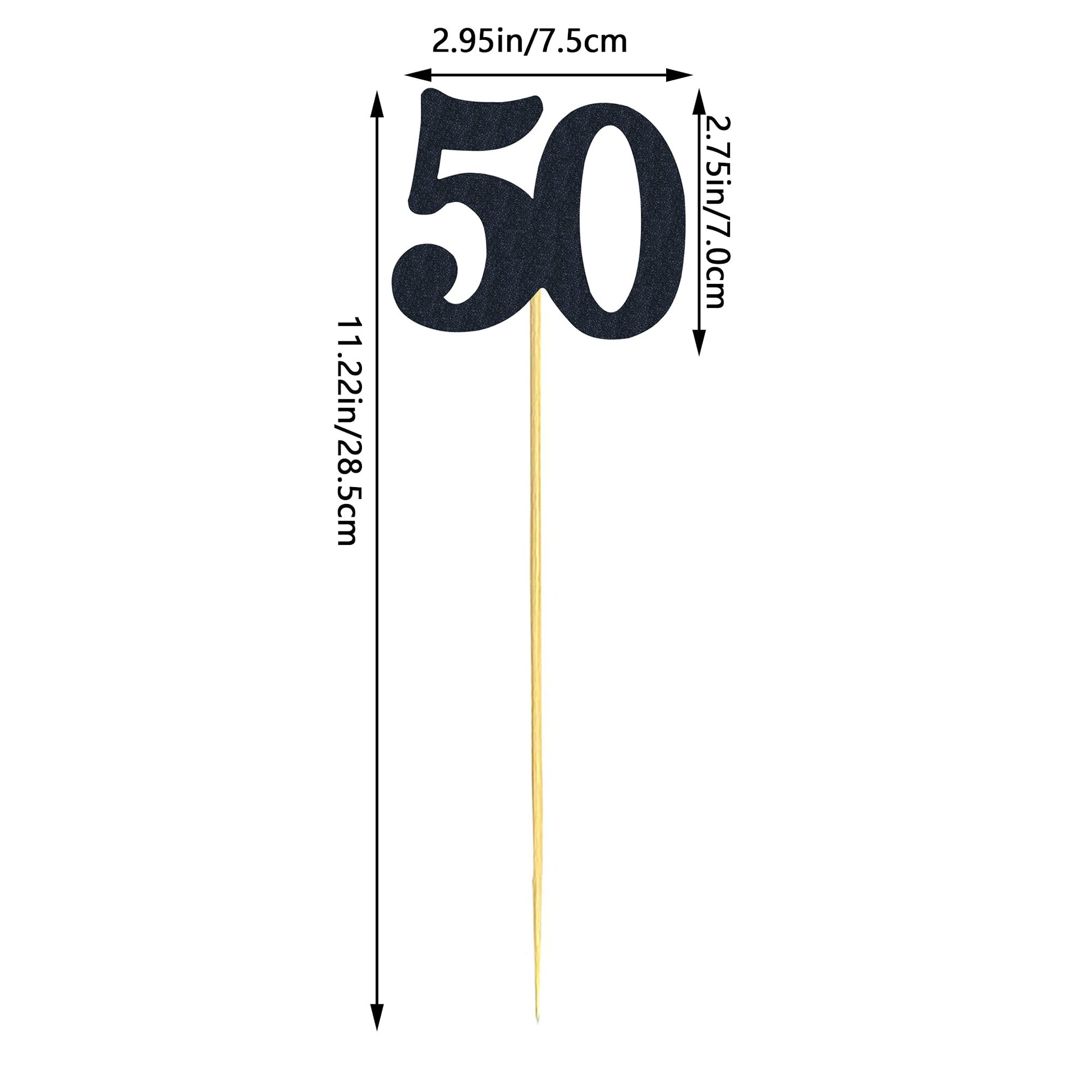 12PCS 50th Birthday Centerpiece Sticks Glitter Number 50 Table Centerpieces Flower Toppers for