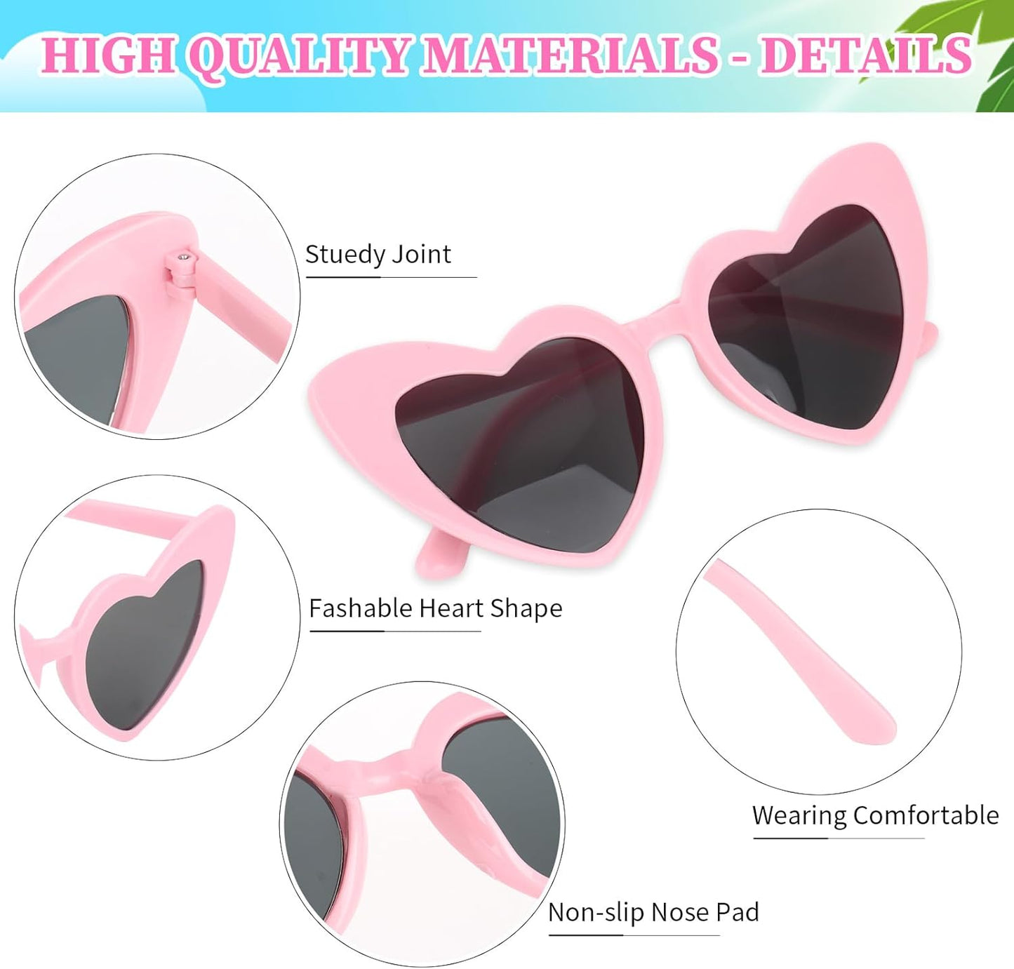 CIEHER Bachelorette Party Favors - White Black Heart Sunglasses for Bride Bridesmaid