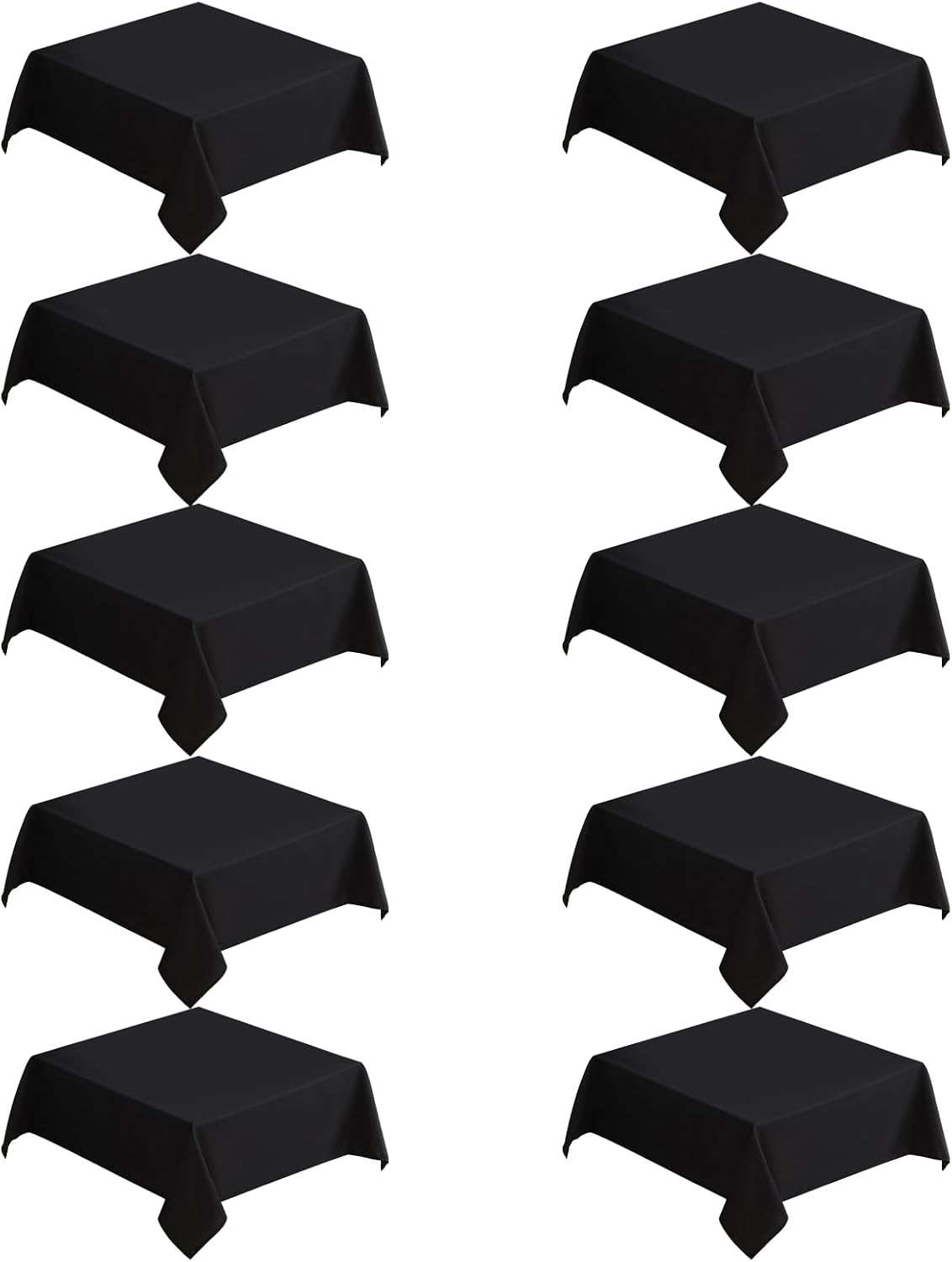VidaFete Square Tablecloth 10 Pack52 x 52 Inch Tablecloths Stain Wrinkle Resistant Polyester Dining Table Cover for Kitchen Dinning Party Wedding Rectangular Tabletop Buffet Decoration(Black)