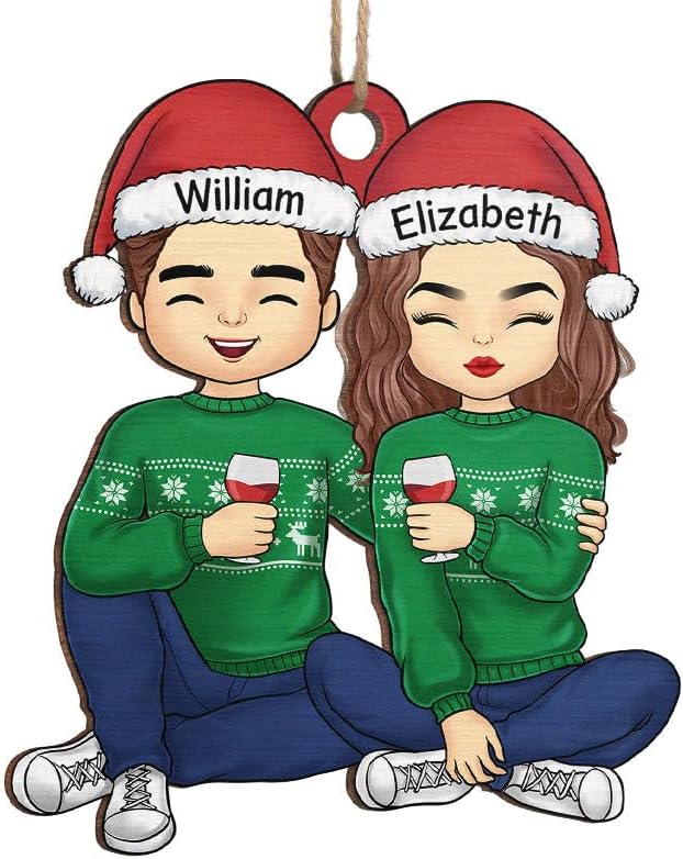 Pawfect House Cheers to A Merry Christmas Personalized Couple Christmas Ornament, Tree Decorations, Anniversary, Birthday Gifts for Husband, Wife, Housewarming Gift Ideas, Custom Ornaments Gift