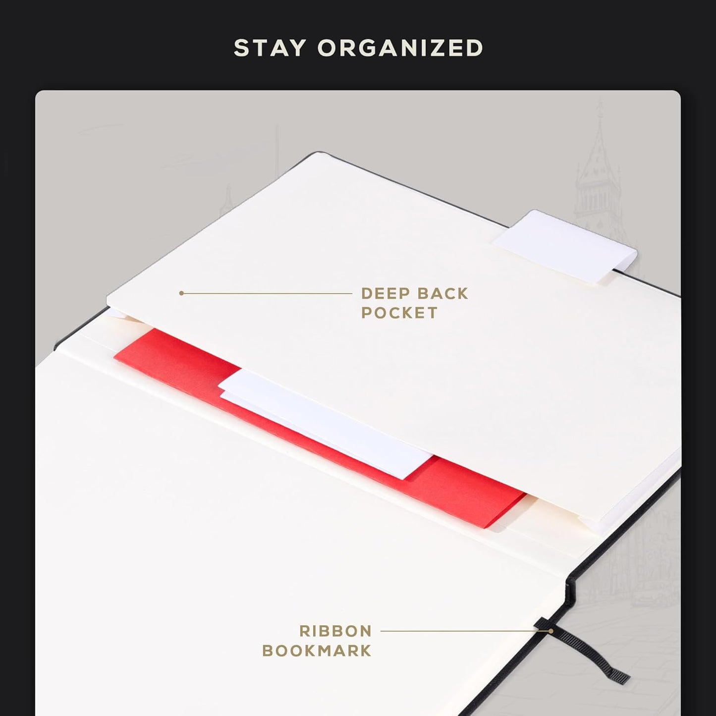 Beechmore Books A4 Sketchbook ??8.5x11 Premium Vegan Leather Bound Large Sketch Book Hardcover with 156 Thick 160gsm Perforated Ivory Pages, Blank Sketch Pad, Gift Boxed, Back Pocket, Ribbon Bookmark