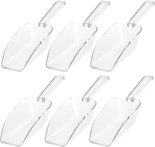 Ice Scoop Candy Buffet Containers Scoopers, Hmxpls Clear Plastic Scoop for Popcorn Cookie Candy Buckets, Podpocket Acrylic Large Scoops for Parties Wedding Bar Jars Freezer Dry Goods （6 Pack 7.5 In ）