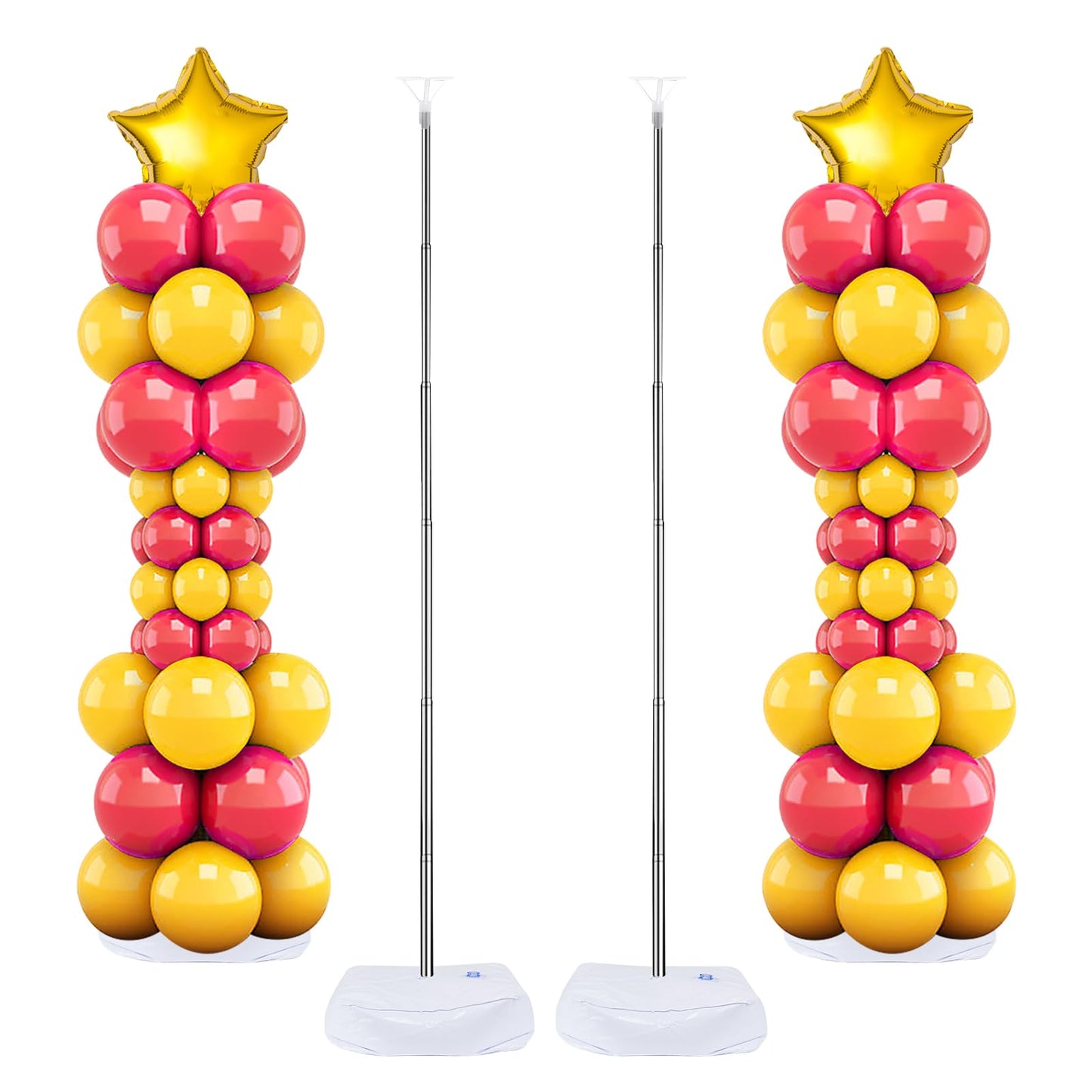 Balloon Column Stand Set of 2, 6.6ft Balloon Arch Stand Adjustable Balloon Column kit with Base