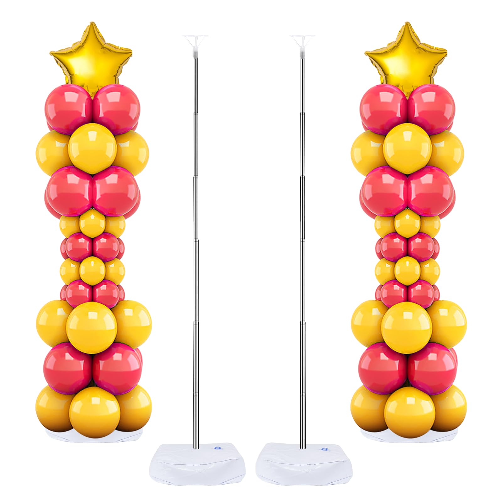 Balloon Column Stand Set of 2, 6.6ft Balloon Arch Stand Adjustable Balloon Column kit with Base