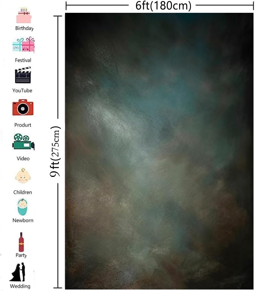 6x9ft Aqua Backdrops Portrait Backdrops for Photography Mottled Photo Background