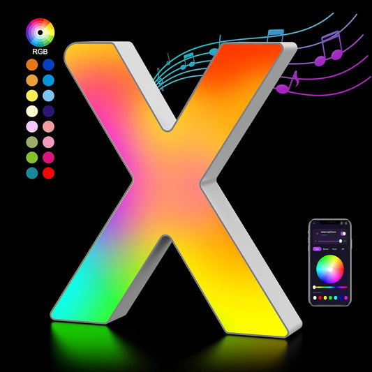 OJQ Light Up Letters LED Letter - Marquee Letters Room Decor Alphabet Letter Music Sync Color Change Colorful - Christmas Birthday Gifts for Girl - Teen Girls Gifts Party Home Wall Decor