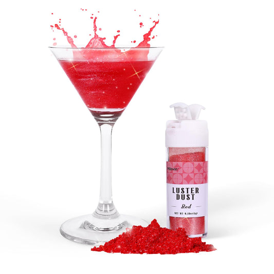 Red Edible Glitter for Drink, 5g Red Luster Dust Edible for Cake Decorating, Edible Glitter for Cocktails, Baking, Chocolate, Cookies, and Strawberries (0.18oz, red)