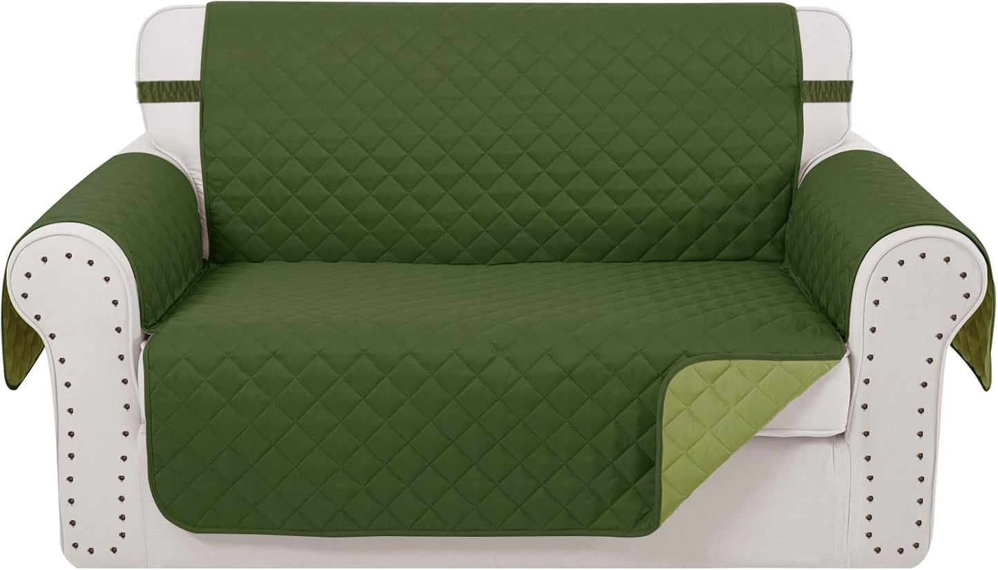Reversible Loveseat Sofa Covers Couch Cover Furniture Protector(Loveseat,Huntergreen/Sage)