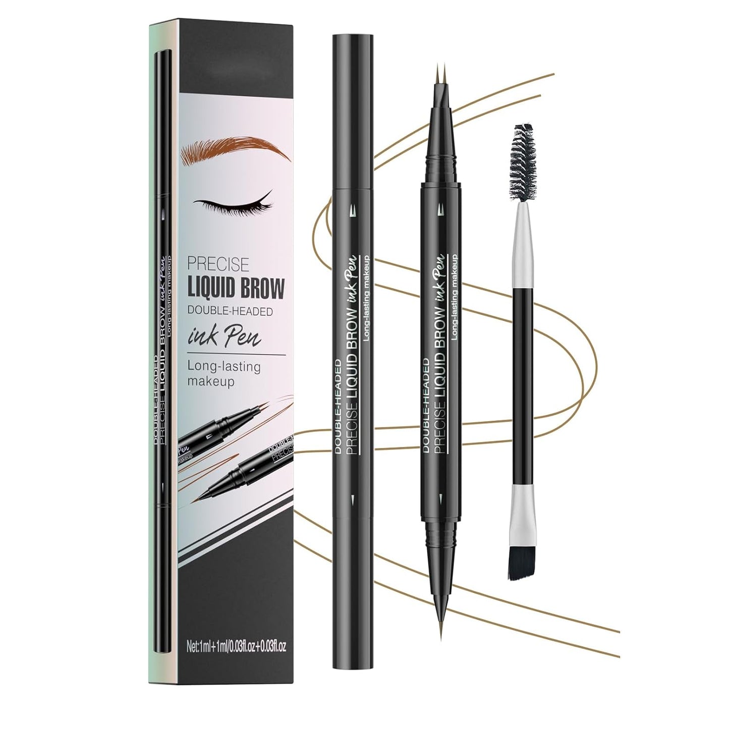 Microblading Eyebrow Pencil,2-in-1 Dual-Ended Eyebrow Pen with 2 Tip brow pen and Precise Brush-Tip,Brow Pen for Natural Waterproof and Long-Lasting Brows (Black brown)