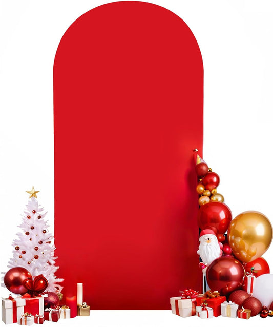 HEMMOTOP Red Arch Cover 7.2 ft (No Arch Backdrop Stand), Spandex Wedding Balloon Stretchy Arch Backdrop for Photo, Party, Ceremony, Birthday, Baby Shower, Anniversary Decoration