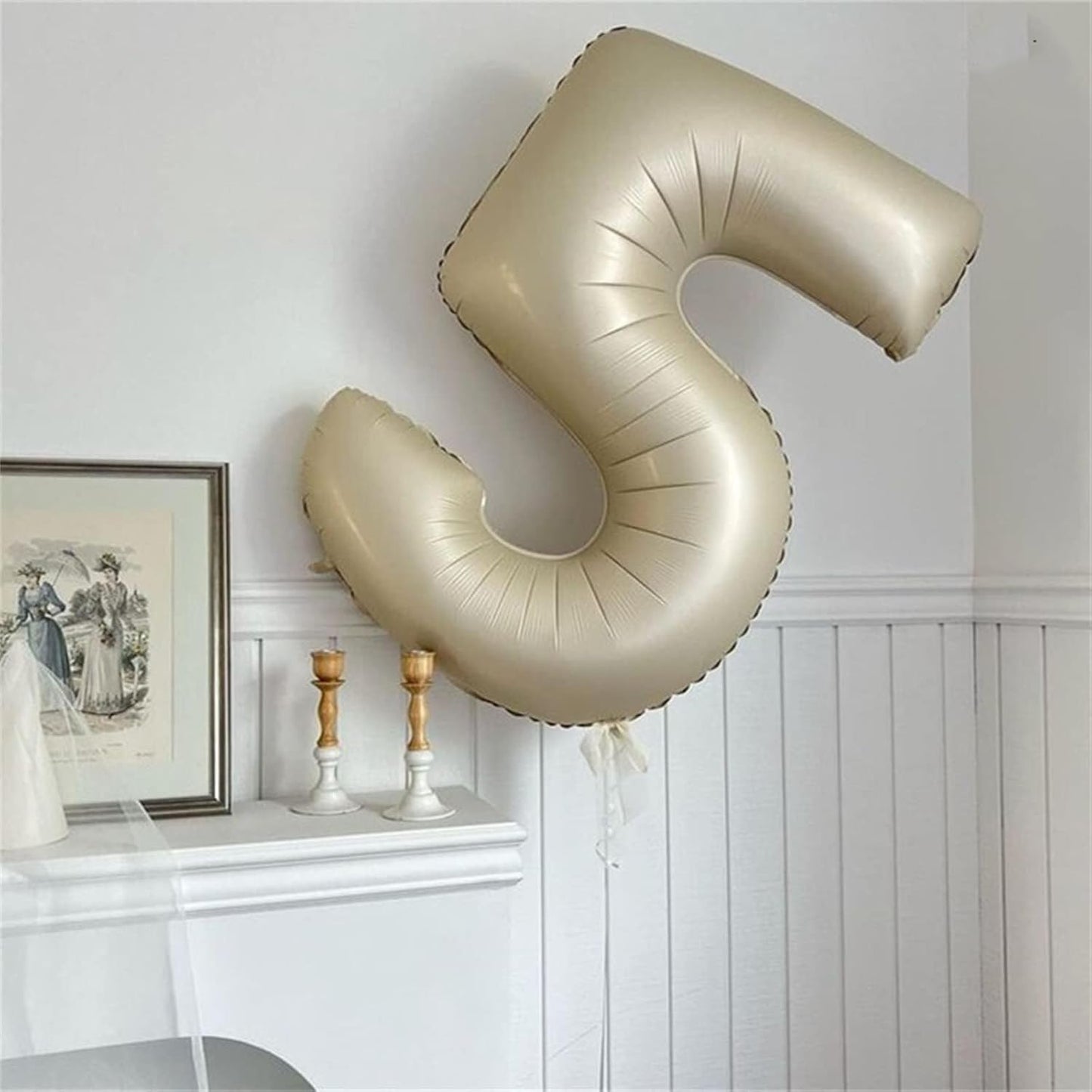 40 Inch Cream Foil Balloon Number 8, Giant Self Inflating Beige Number Balloons 0-9 for Men Women, White Sand 8 Helium Balloons Set for Girls Boys 8th Birthday Anniversary Party Decorations Supplies