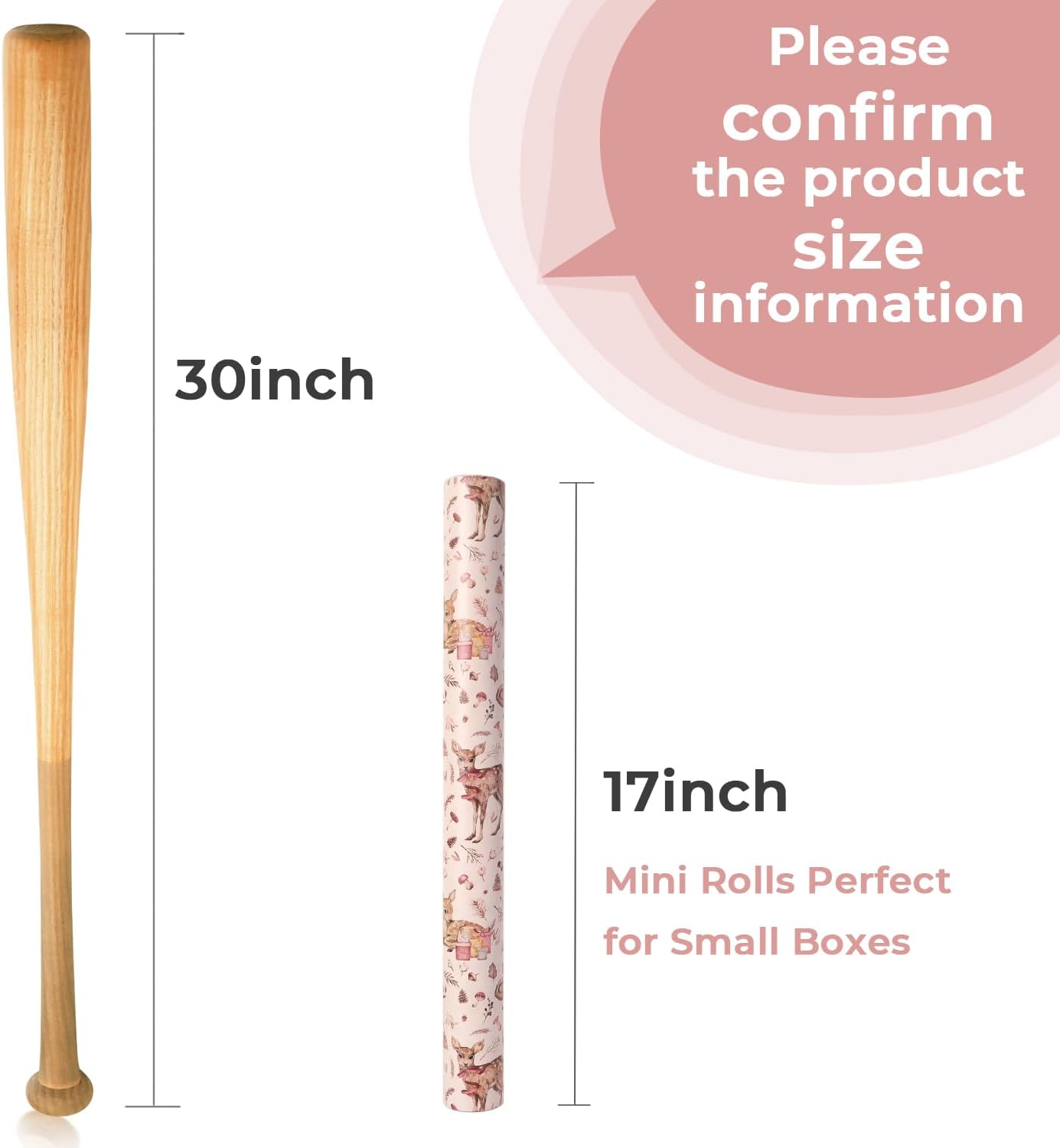 Ribbli Pink Christmas Wrapping Paper Rolls,Mini Roll-17 Inch x 33 Feet-Christmas Woods