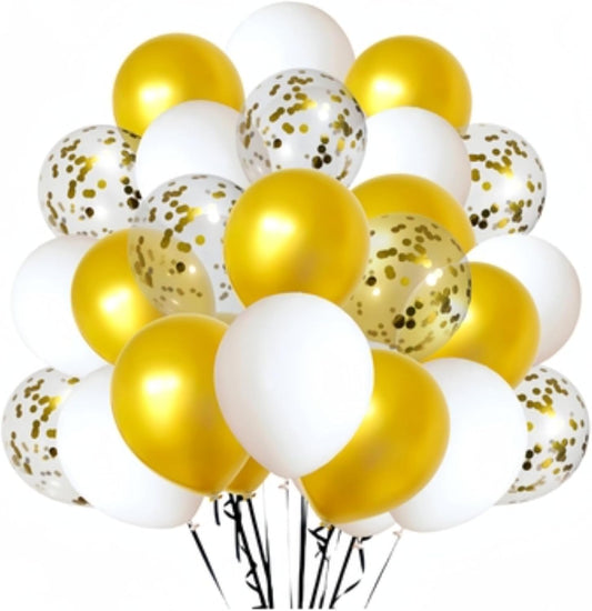 300 Pack Gold and White Balloons 12 Inch Gold Confetti Balloons for Various Party Events Decorations