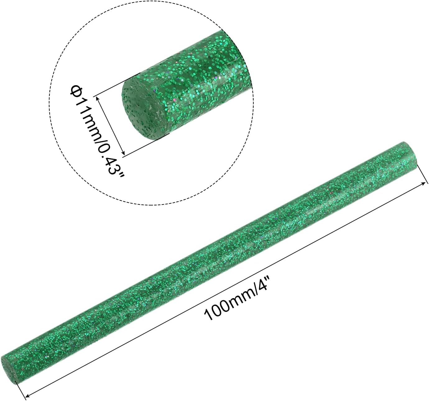 uxcell 20pcs Hot Glue Sticks for Glue Gun 11mm/0.43-inch x 4-inch Mini Hot Melt Adhesive Glue Stick Glitter Green