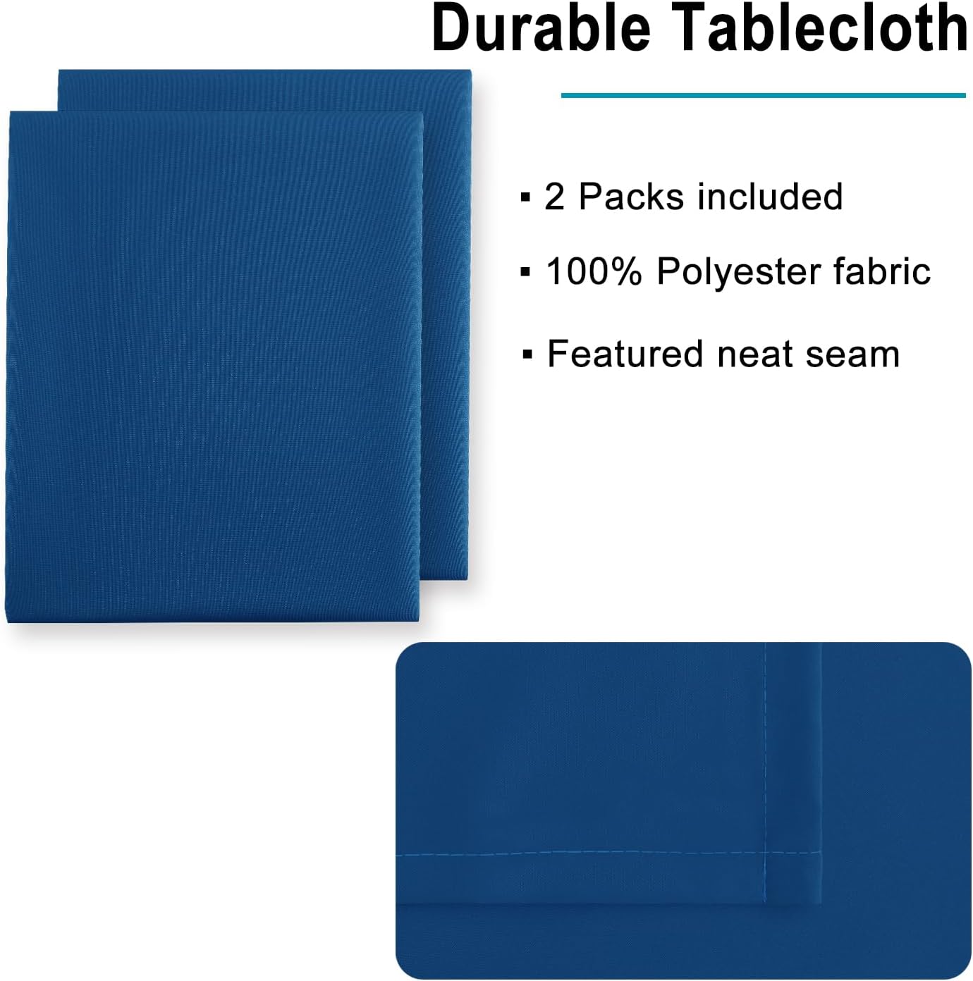 Hiasan 2 Pieces Royal Blue Tablecloth Rectangle - Waterproof and Washable Fabric Table Cloth for Card Tables, 60 x 84 Inch