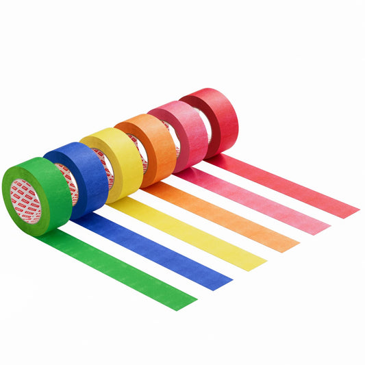 SWRT Colored Masking Tape 6-Pack, 0.7 Inch x 16 Yards Each Roll Rainbow Painter?™s Tape Set for Arts, Crafts, Labeling & Teacher ??Easy Tear, Residue-Free, Vibrant Colors