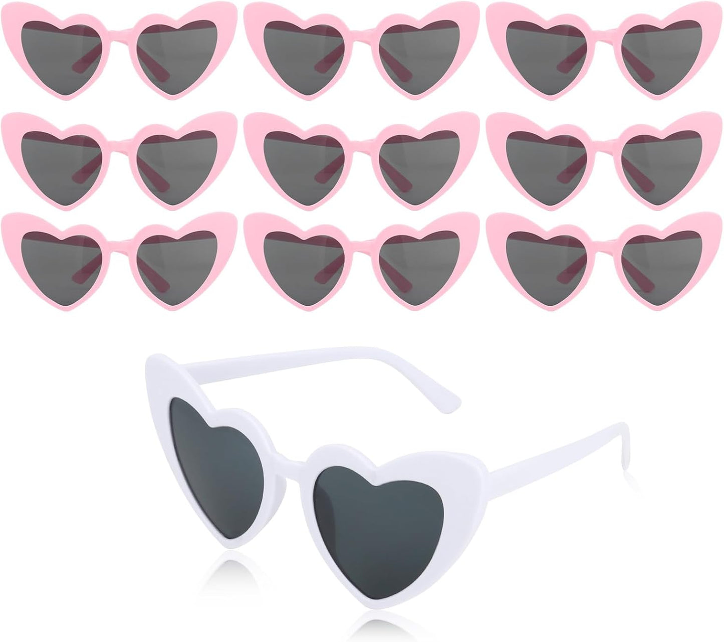 CIEHER Bachelorette Party Favors - White Black Heart Sunglasses for Bride Bridesmaid