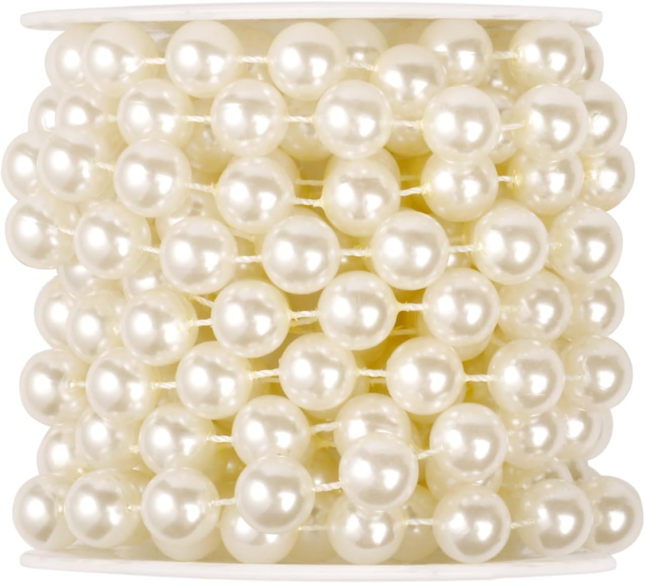 [16.4Feet] Pearl Beads Garland, 12MM 5.4 Yards Faux Pearl Beads String Roll Bulk for DIY Craft Wedding Party Christmas Tree Decoration