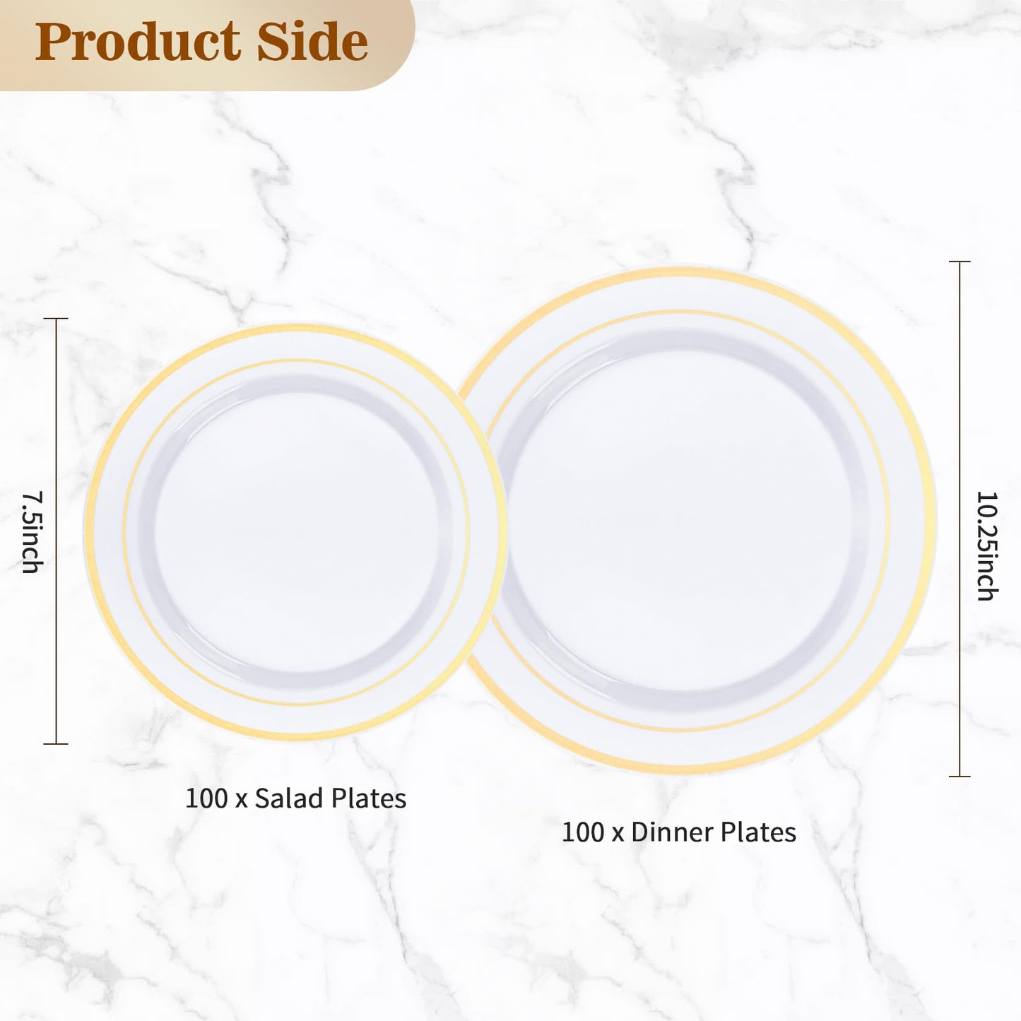 BESTVIP 200PCS Gold Plastic Plate, Disposable Party Plates