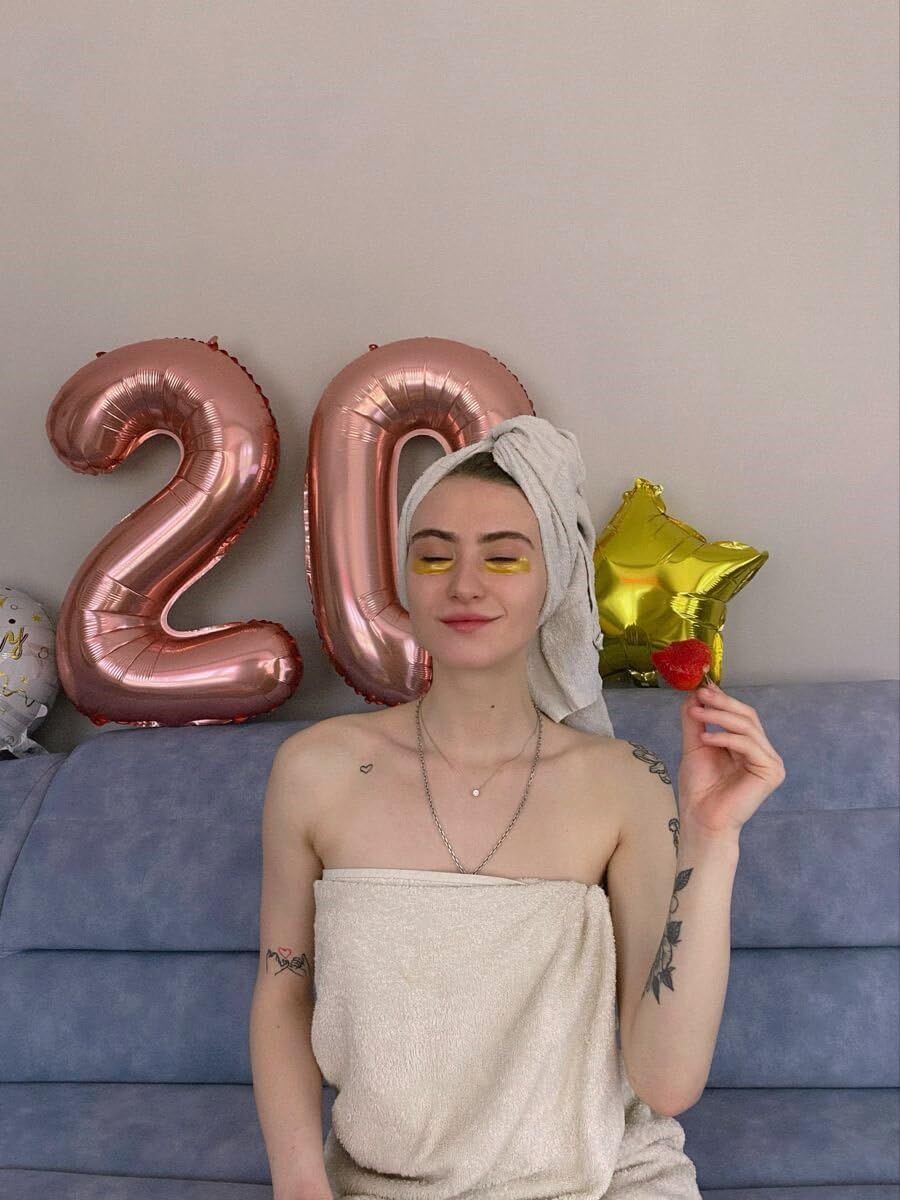 Rose Gold 40 Inch Big Number Balloon Birthday Decoration, Number 2 Helium Balloon 12 20 22 23 24 26 2025 New Years Celebration, Boy Girl Baby Anniversary Party Graduations Supplies Decorations