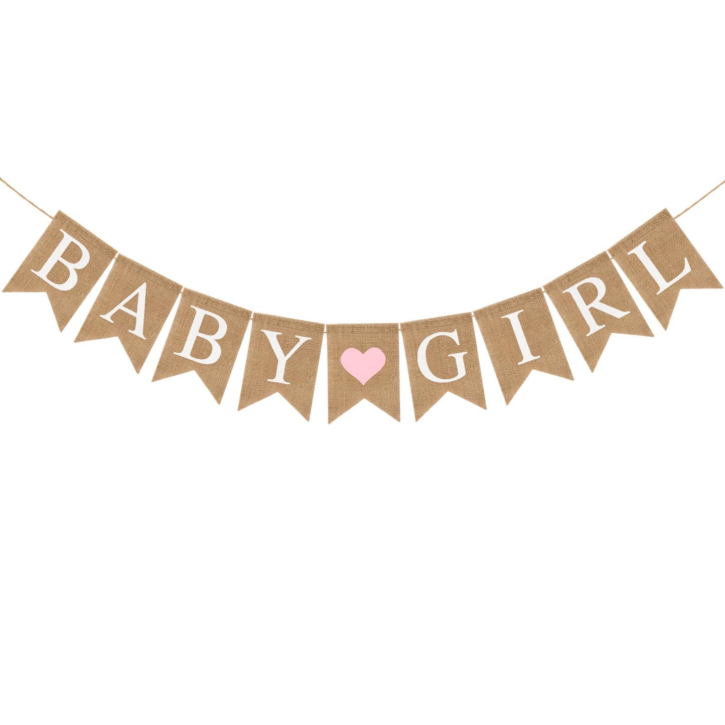 Pre-Strung Baby Girl Burlap Banner, Gender Reveal Banner for Baby Shower Party Decorations (Light