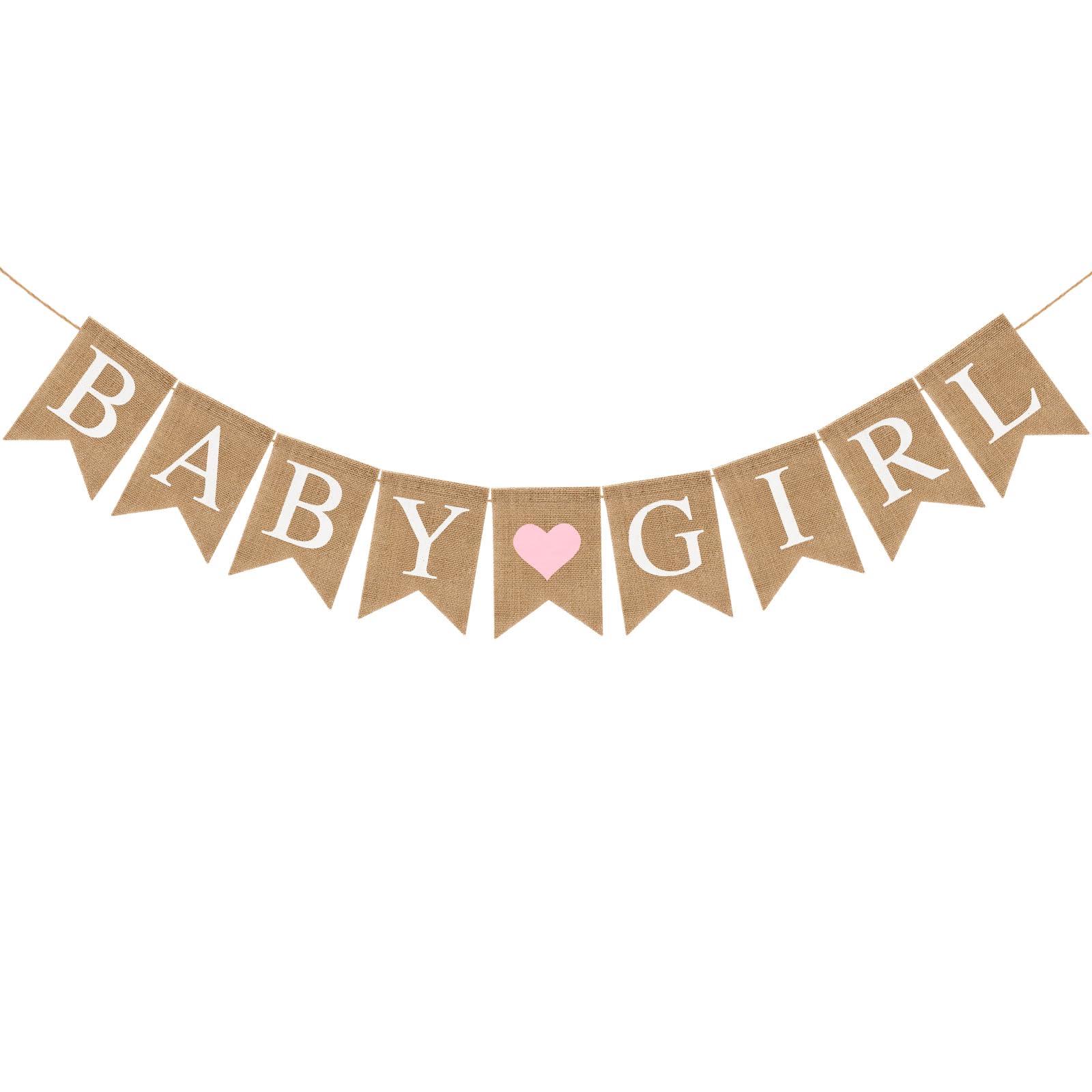 Pre-Strung Baby Girl Burlap Banner, Gender Reveal Banner for Baby Shower Party Decorations (Light