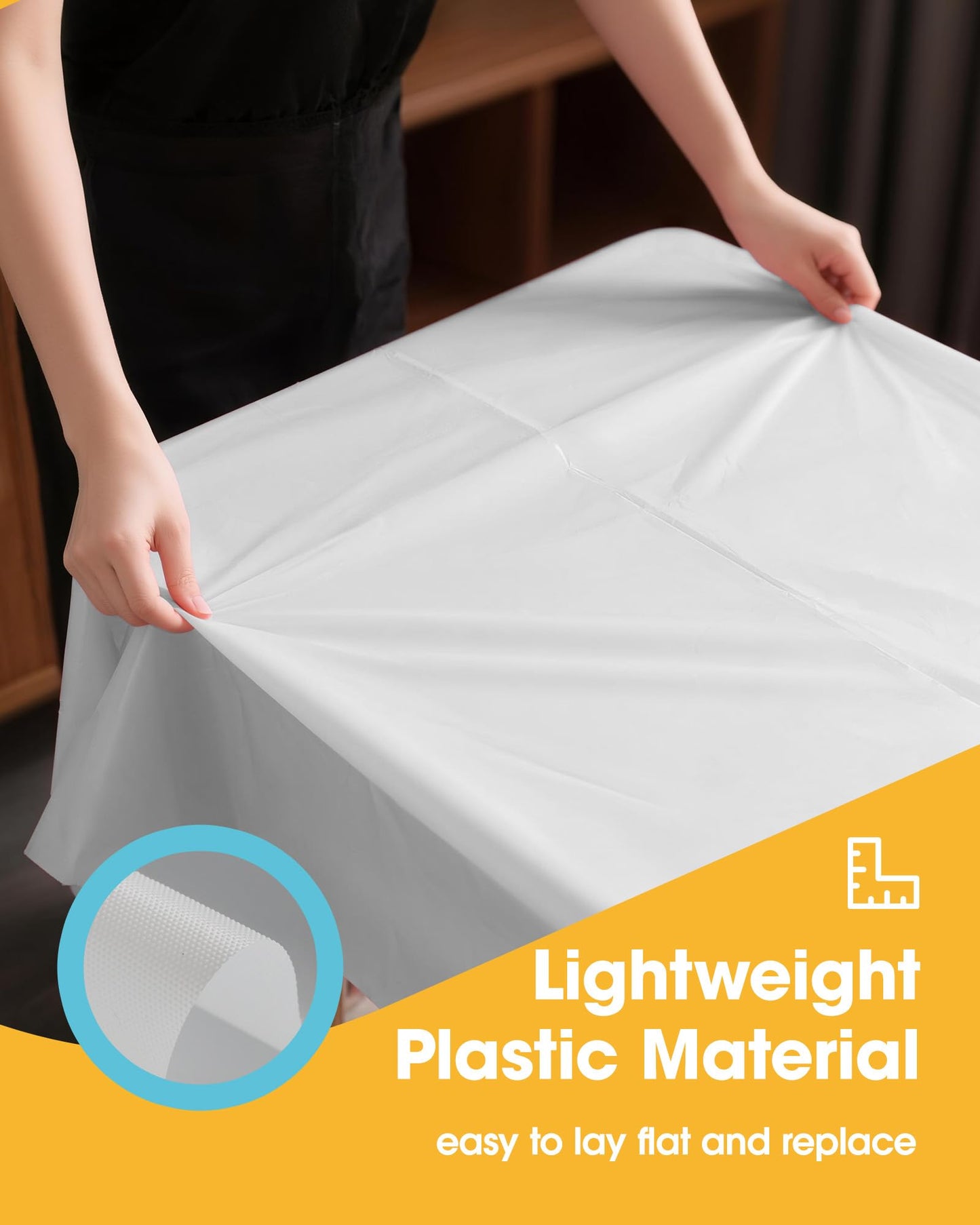 Niuara White Plastic Table Cloth - 4 Pack 54" × 108" Rectangle Disposable Tablecloths for 6FT