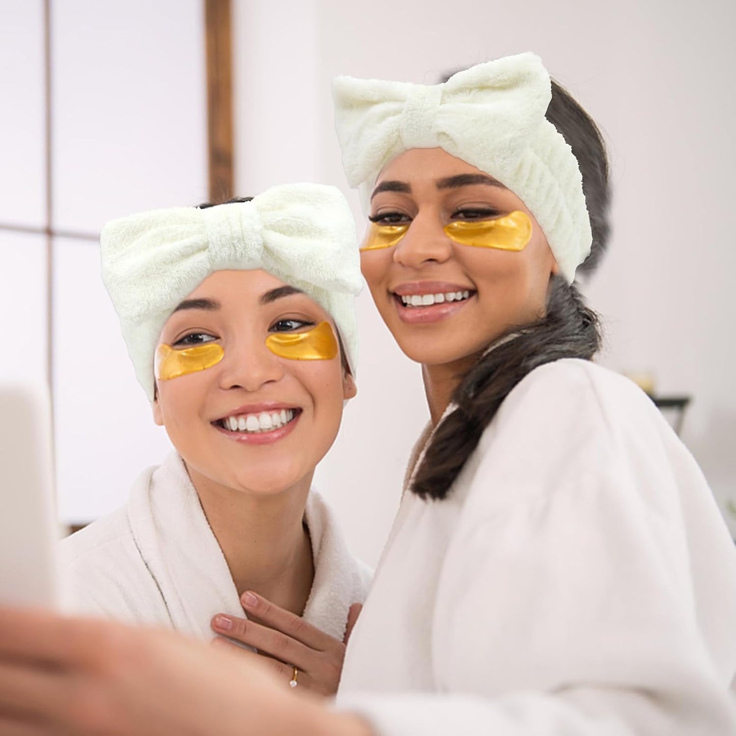 Semato 8 Pcs Creamy White Spa Headband Bachelorette Party Favor Set Skincare Headbands for Women Gifts and Party Supplies (creamy white)