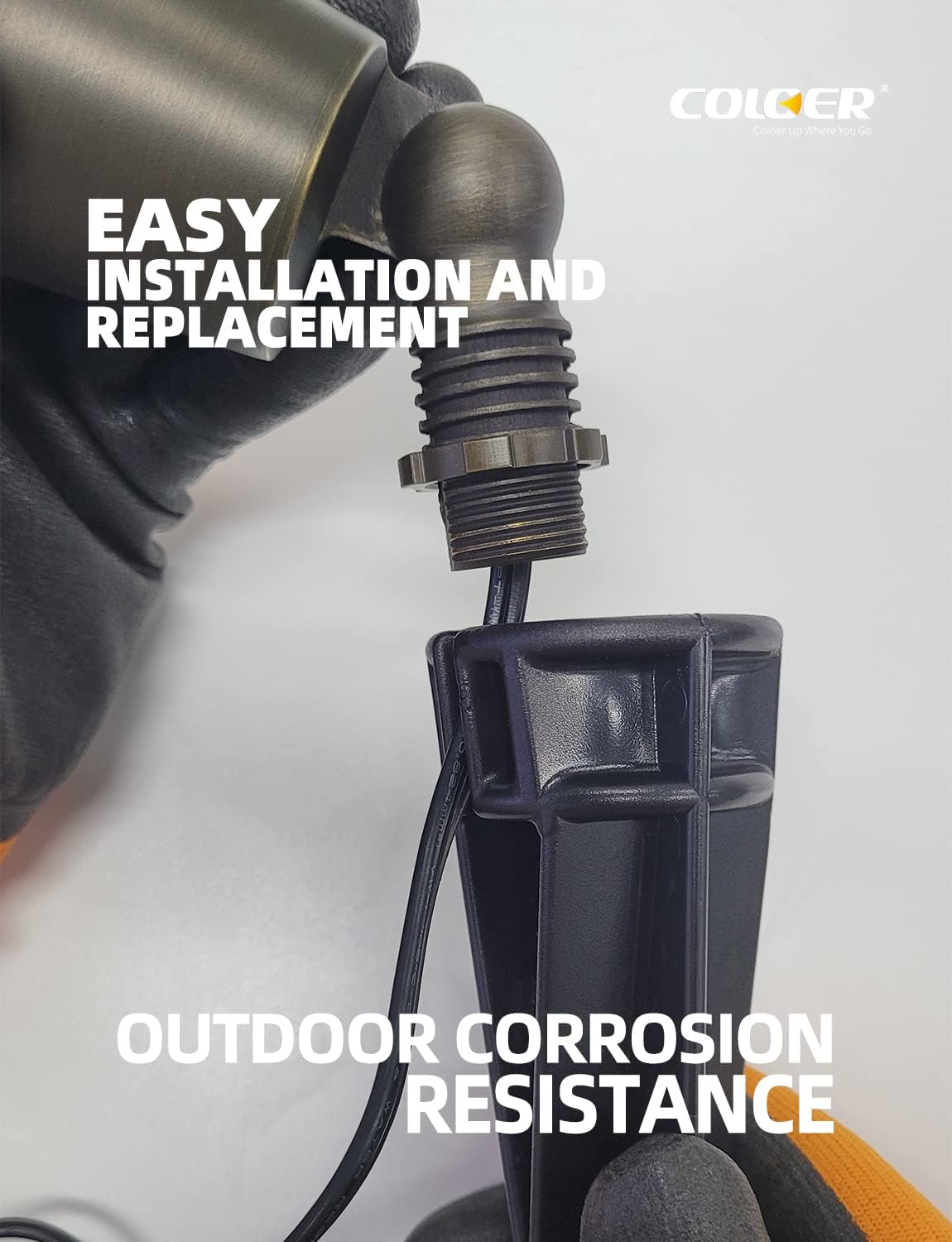 COLOER Landscape Lights 8 Inch In-Ground Stake Spikes Replacement 1/2" NPS Thread with Side Wire Way Medium Size, Heavy Duty Universal Slot Large Ground Post for Outdoor Garden Lights(2 Pack)