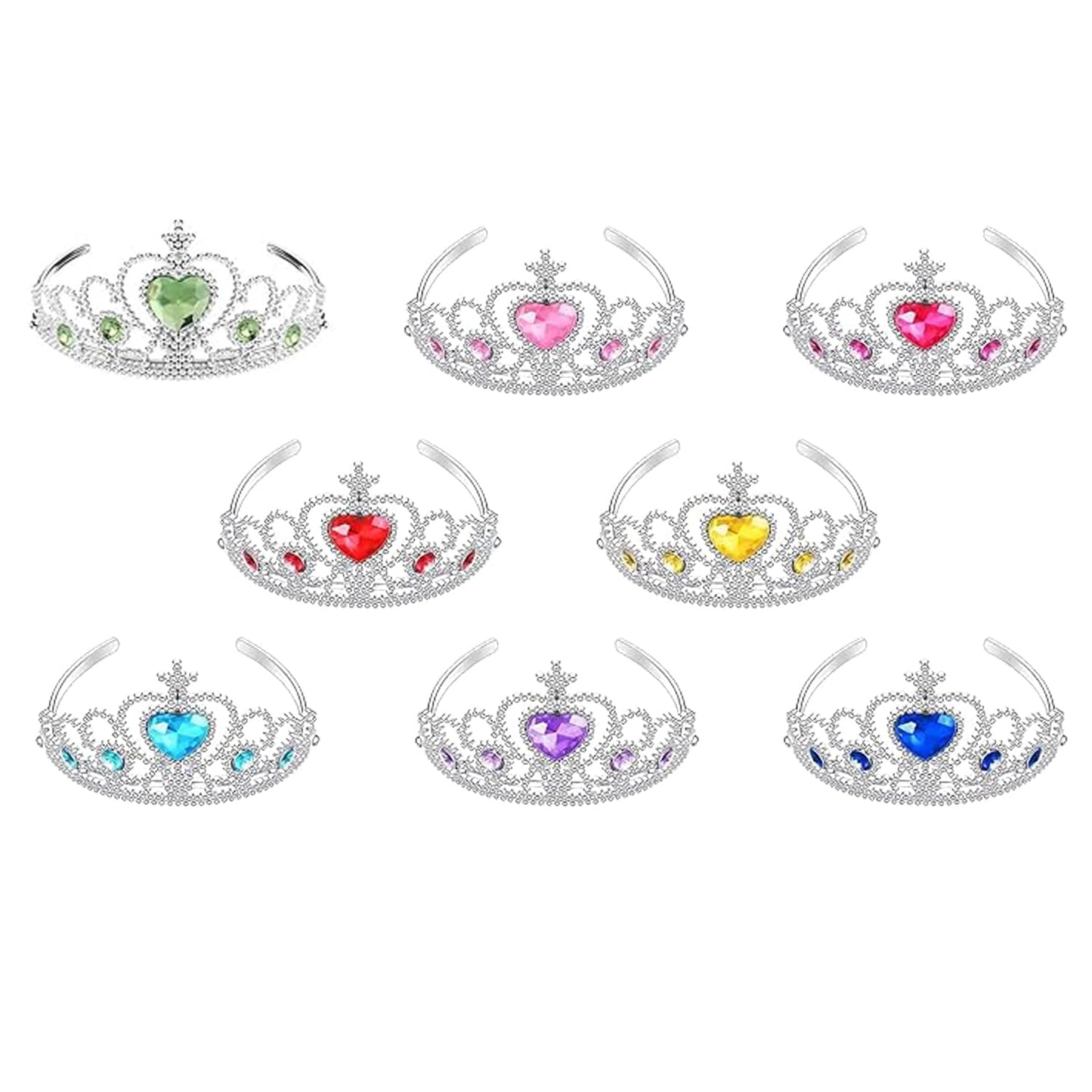 S & E TEACHER'S EDITION 8 Pcs Tiaras Crown Set for Girls, 8 Colors