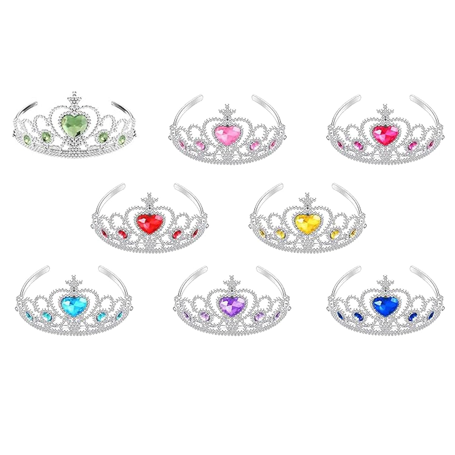 S & E TEACHER'S EDITION 8 Pcs Tiaras Crown Set for Girls, 8 Colors
