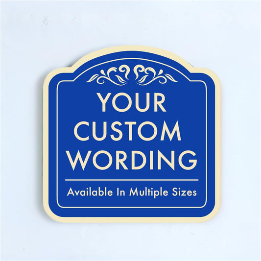 Custom Decorative Outdoor Metal Sign - Personalized Aluminum Driveway Sign, Waterproof, Made in USA - Design 1 Blue Steel 18x18 In
