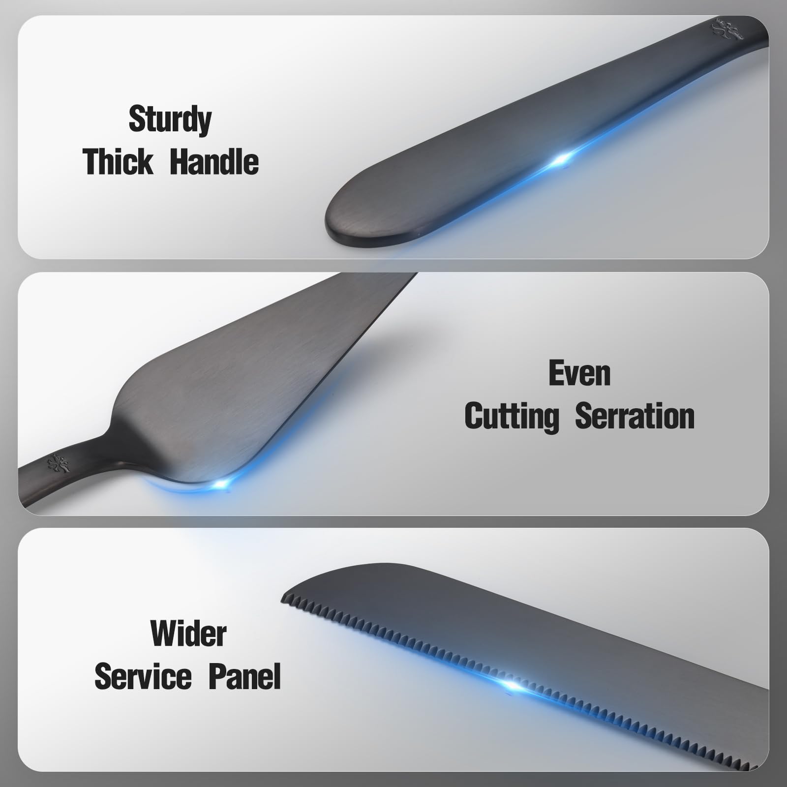 Wedding Cake Knife and Server Set, Integral Stainless Steel Longer Cake Cutter and Wider Pie