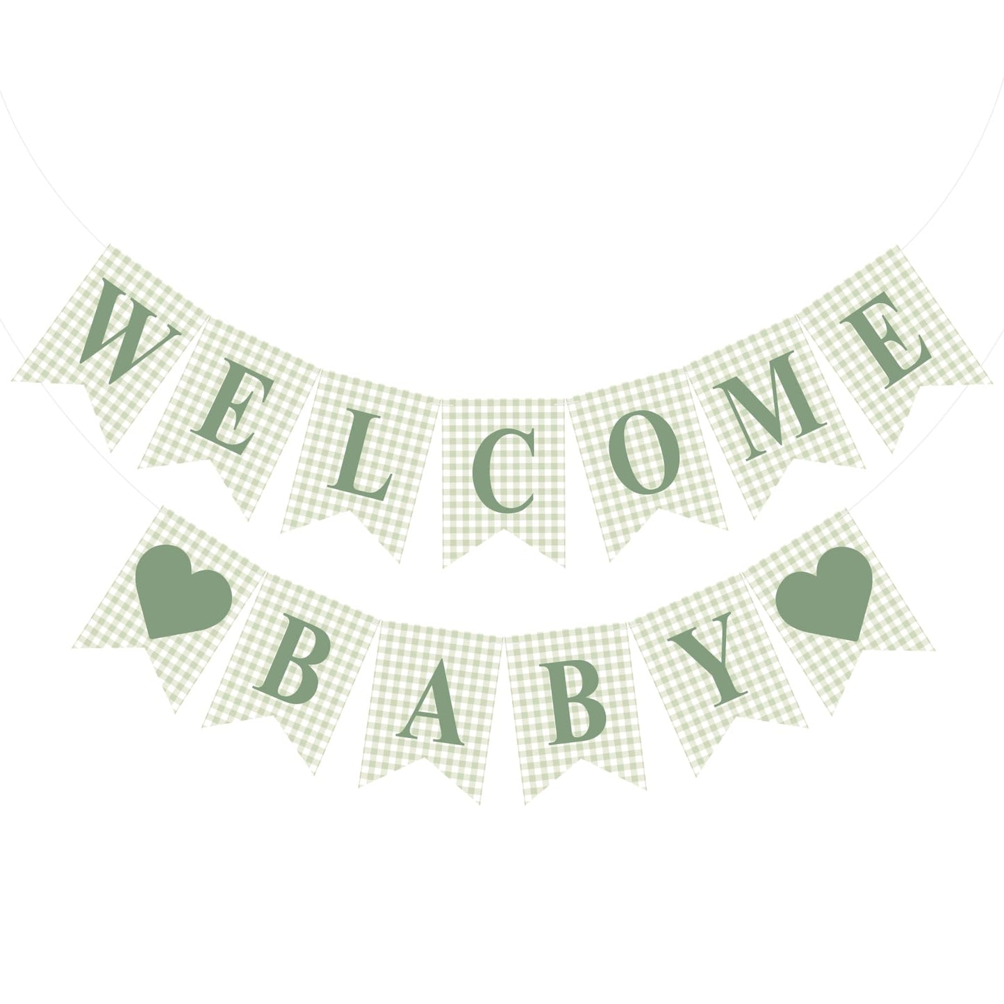 Hahafelt Welcome Baby Banner for Baby Shower Decorations, Green