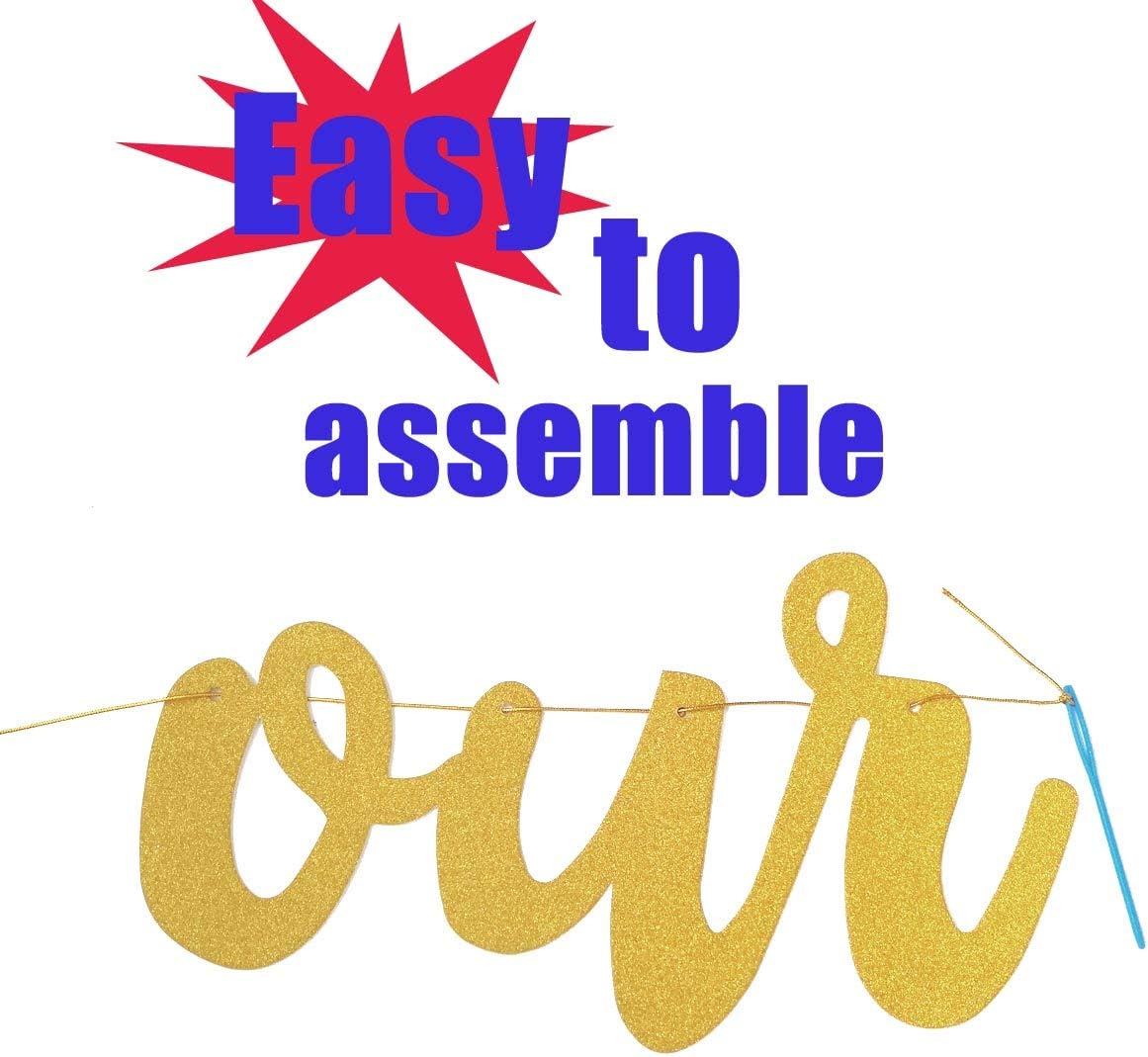 Be Our Guest Gold Sign Banner - Reception Banner for Beauty And The Beast Party, Bridal Shower, Wedding, Engagement, Bachelorette, Baby Shower, Birthday, Housewarming Decorations