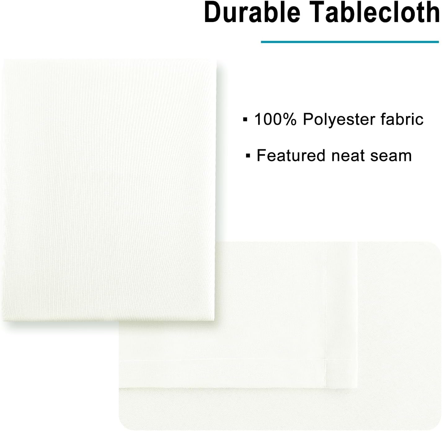 Hiasan Ivory Tablecloth for Square Tables - Waterproof and Spillproof Washable Fabric Table Cloth for Dining Room Kitchen Party, 70 x 70 Inch