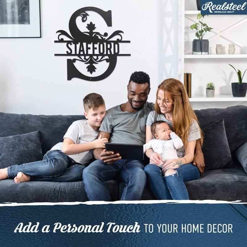 RealSteel Split Letter Name Monogram, Personalized Metal Sign, Custom Letter Alphabet Split Wall Decor Steel Monogram, Perfect for Birthdays, Weddings, Anniversary, Housewarming Gifts