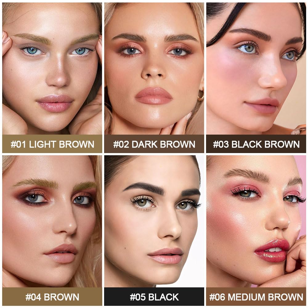 evpct 1Pcs Black Magic Microblading Dual-Ended Eyebrow Contouring Pen Brow Pencil, with 4 Brush Micro-Fork-Tips Applicator and Precise Brush-Tip, Hair Like Strokes, with Dual-ended Eyebrow Brush